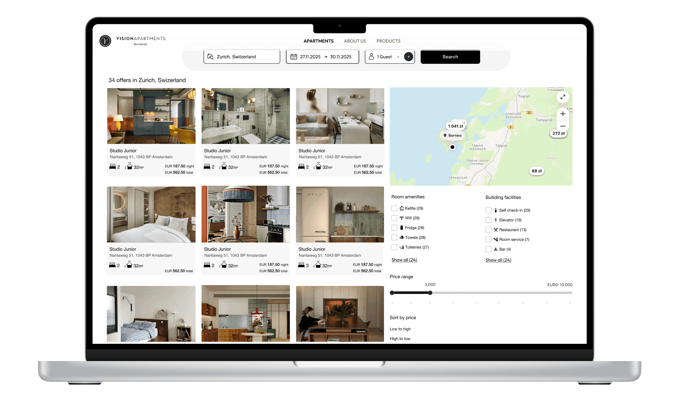 VISIONAPARTMENTS booking step